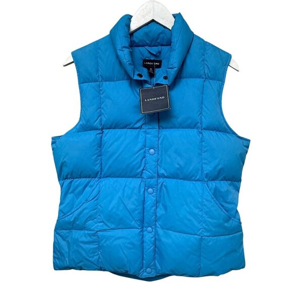 LANDS END Goose Down Vest Medium Blue Puffer Womens Jacket - Picture 4 of 11